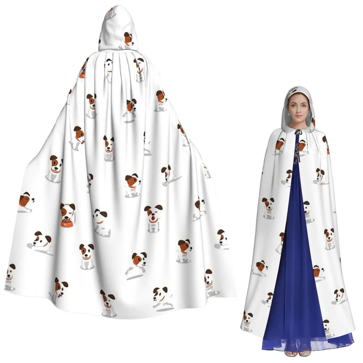 

Cute Jack Russsell Terrier Long Hooded Cloak Witch Medieval Costume Cosplay Cape HalloweenCoat Adult Unisex