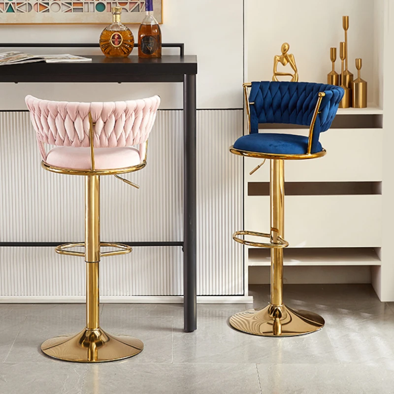 

Adjustable Nordic Bar Chairs Modern Designer High Metal Gold Accent Bar Stools Swivel Comfortable Barkrukken Luxury Furniture