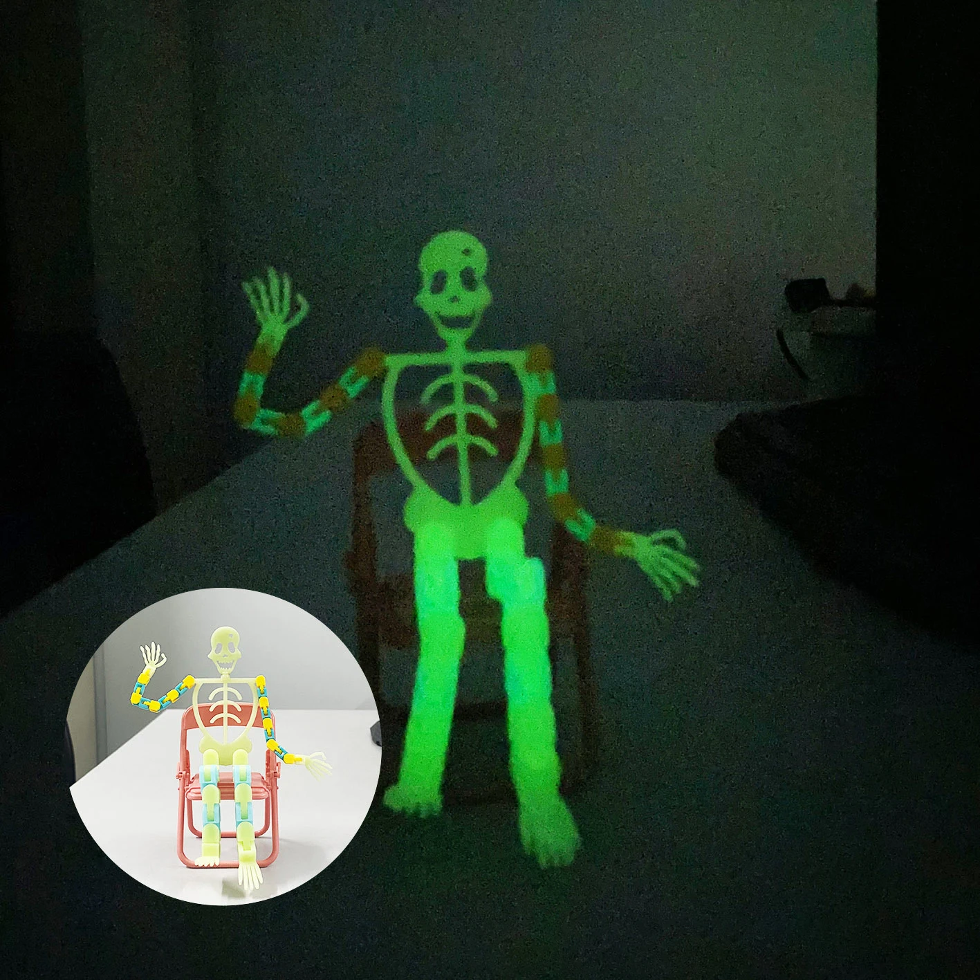 Szkielet człowieka świecące w ciemności Skullman zabawki typu Fidget zwariowane utwory z uchwyt na telefon komórkowy antystresowym prezentem sensorycznym na Halloween