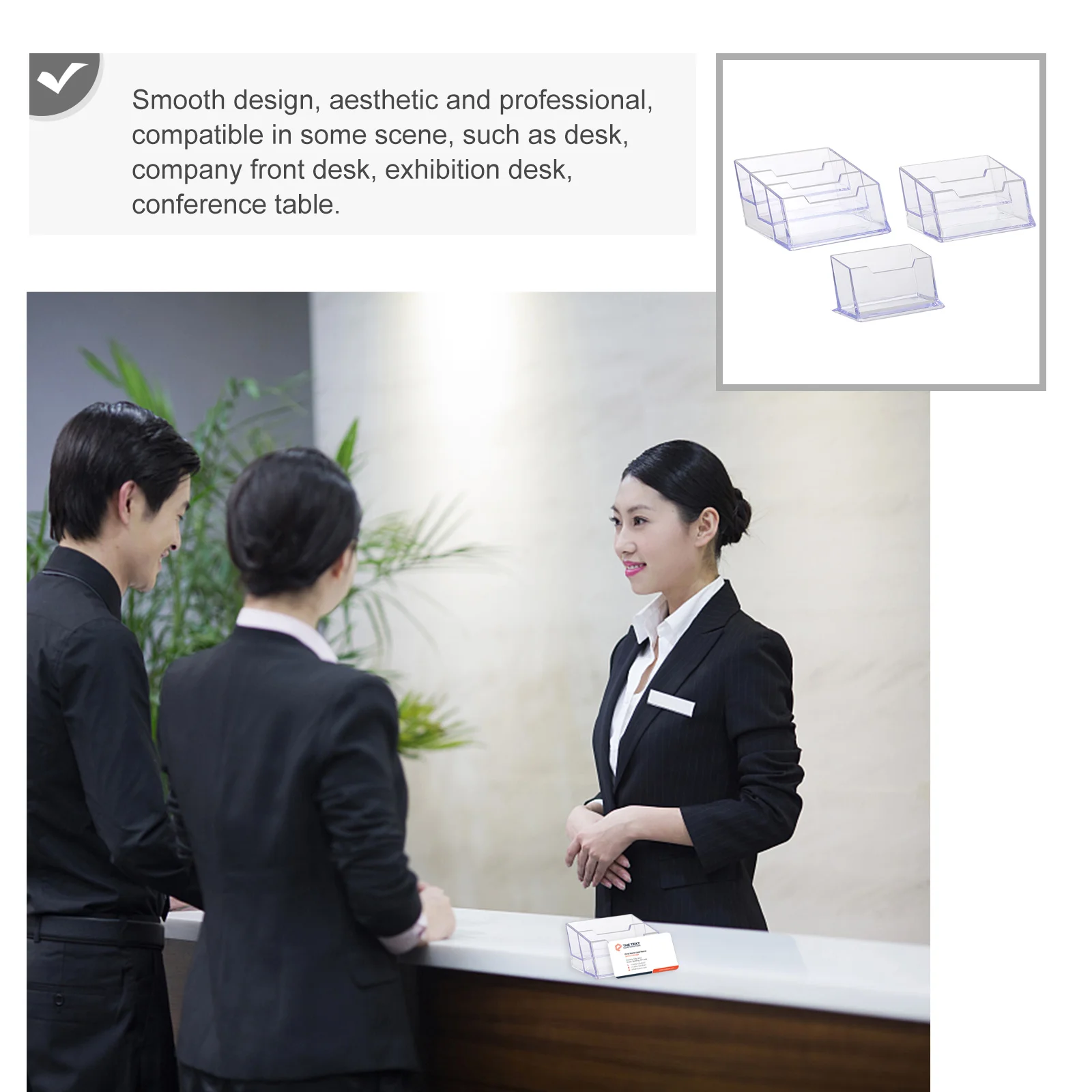 

3pcs Transparent Desk Name Card Holder Material Business Cards Display ganizer Plastic St For Office Use Desk
