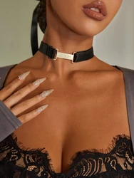 ZYM Ballroom Latin Dance Silk Ribbon Chocker Neck Acessary With Metal Logo Hello Puppy Choker #HPP