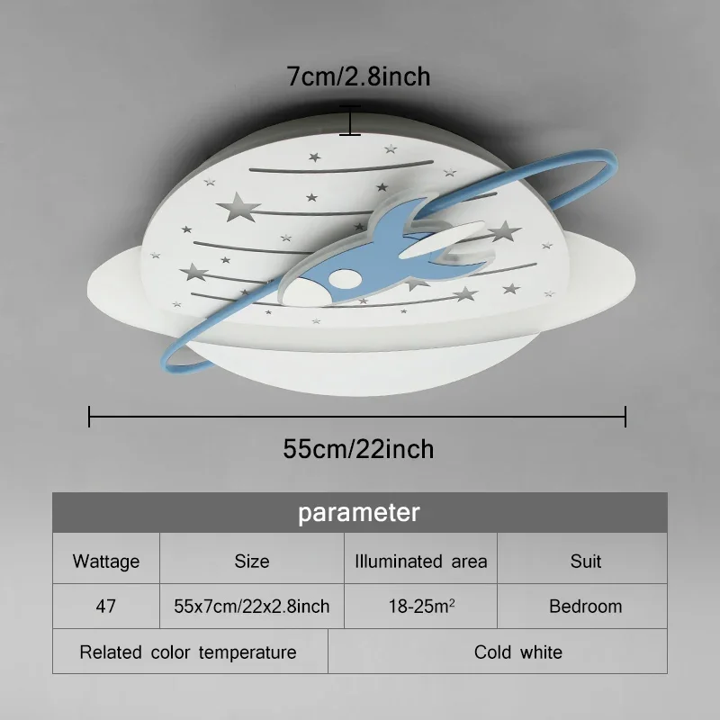 Modern Design Bedroom LED Ceiling Light Children's Room Eye Protection Ceiling Light Boys and Girls Rocket Cartoon Planet Light