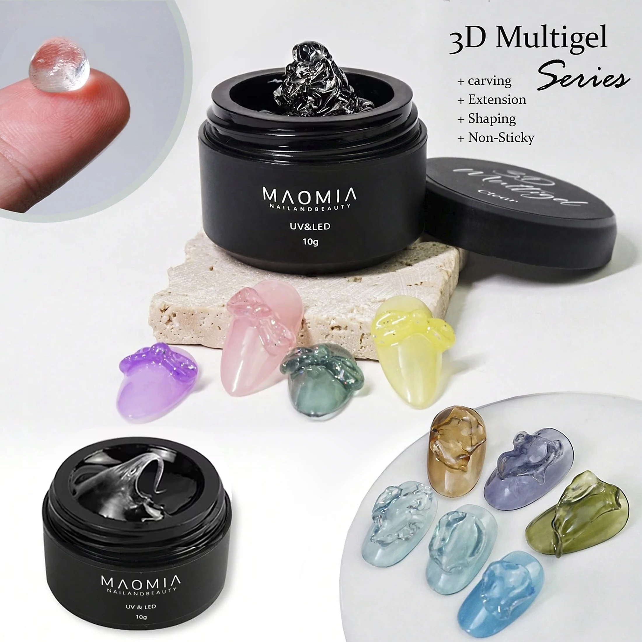 

Maomia 3D мультигель с антипригарным покрытием для наращивания ногтей, резной гель-лак, 5D моделирование, твердая стереоскопическая форма вырезания