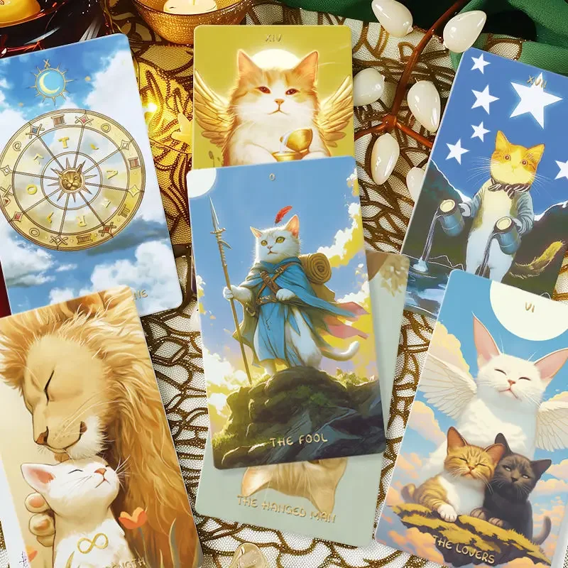 Neues Prophecy Diving Deck Board Divination Game Destiny Cute Cat for Beginners Tarot Card Diving Collector 78 Matte Leitfaden