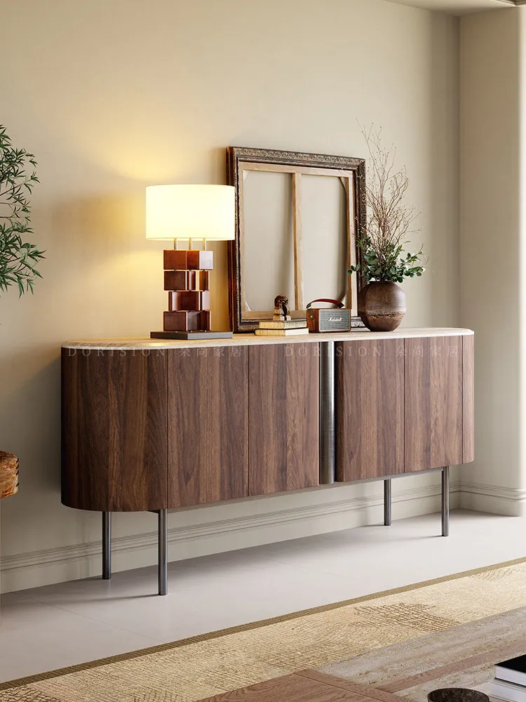 PYH wabi-sandy wind solid wood dining side cabinet medium and ancient style against the wall tea storage decorative