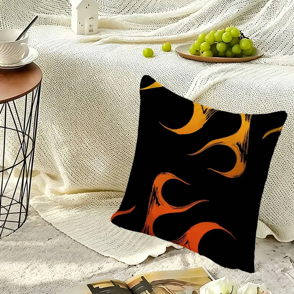 Flame P-Pattern Soft Pillow Shell For Sofa Living Space Bedroom Headboard Backrest Square Cushion Cozy
