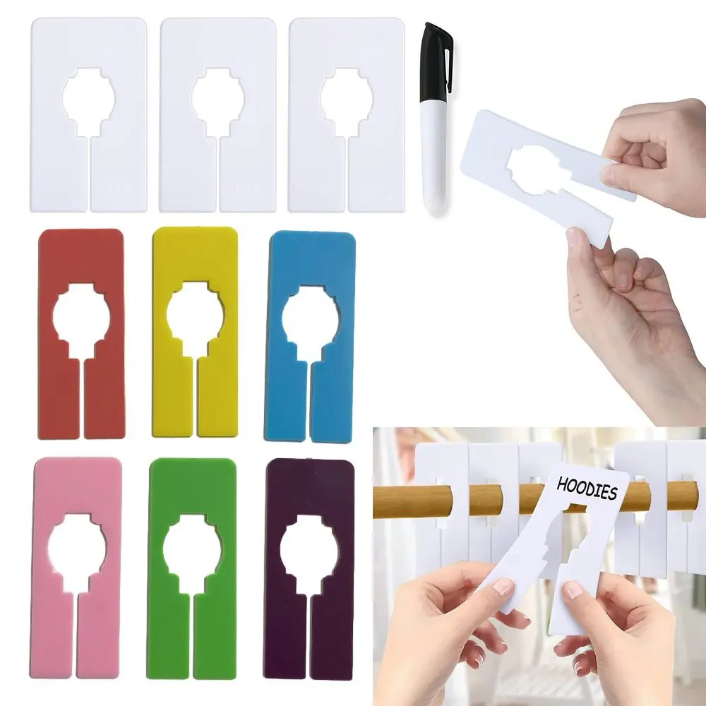 

10PCS Clothes Size Dividers Rectangular Hangers Size Marking Ring Hanging Organizers for Sorting Baby Clothes Size Tags with pen