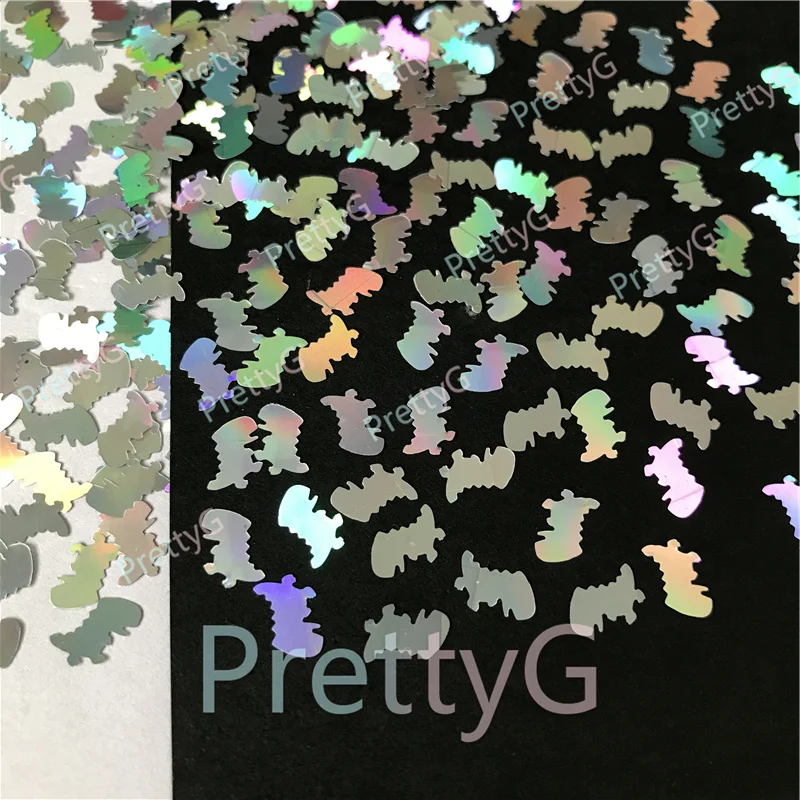 PrettyG 1 scatola di paillettes a forma di dinosauro con glitter laser a cambiamento di colore per accessori per la decorazione di trucco per unghie artigianale in resina fai da te