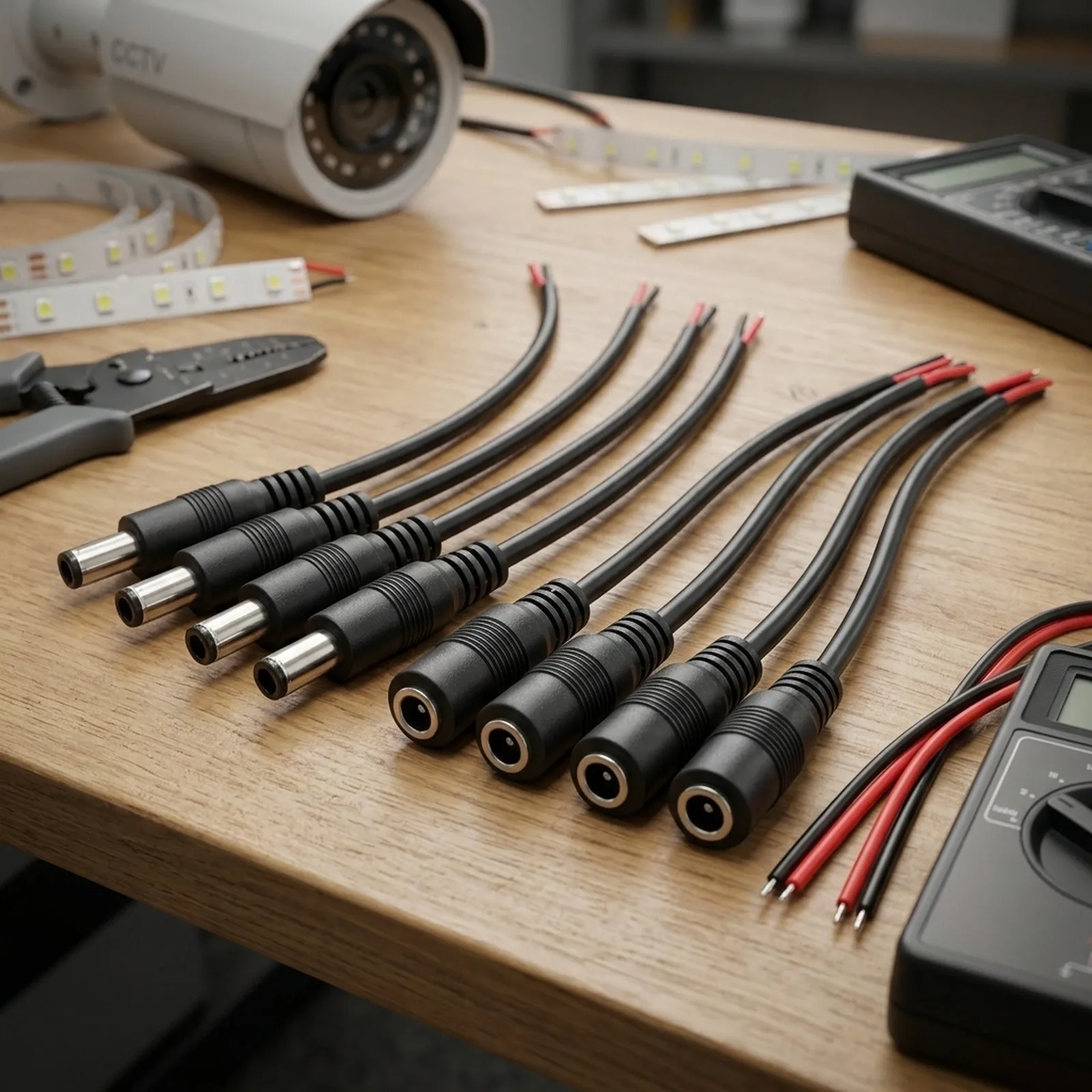 5 Pairs of DC Power Adapter Cable Kit 12V Male Female Jack Connector for LED Strip Light and for cctv Surveillance Camera
