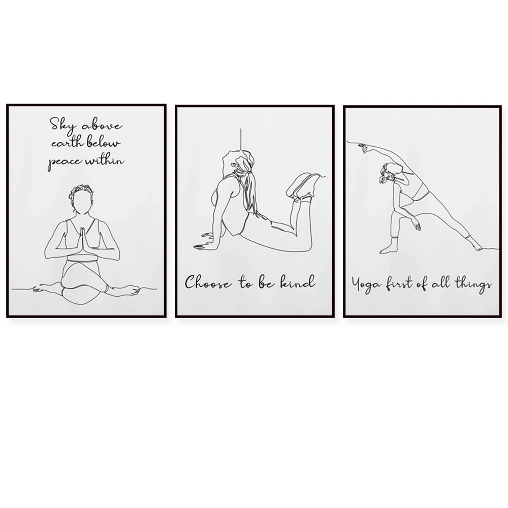 

Yoga prints, line art, fitness wall art, living room decoration, modern abstract fashion poster decoration gifts