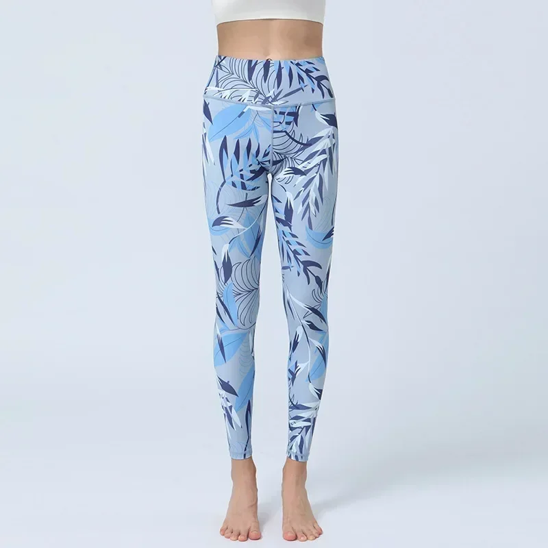 Frauen Floral Gedruckt Hohe Taille Slim Fit Leggings Damen Laufen Fitness Gym Tanzen Butt Lift Hose für Casual Outwear 7Z