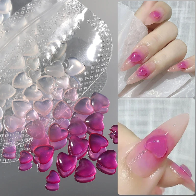 The New 3D Nail Art Decorations Rhinestones Love Heart Desing Stones Shiny Light-sensitive Crystal Glass Beads Manicure Decor