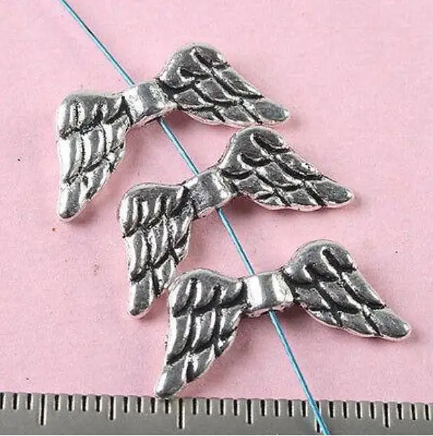 Tibetano Silver Wing Beads, Descobertas Jóias, 20x9mm, HWH0145, 30Pcs