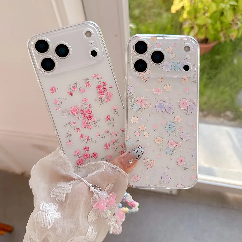 

Чехол для телефона с цветком для iPhone 11, 15, 17, 13, 12, 14, 16 Pro Max Plus Mini 17Air, прозрачный мягкий силиконовый противоударный чехол