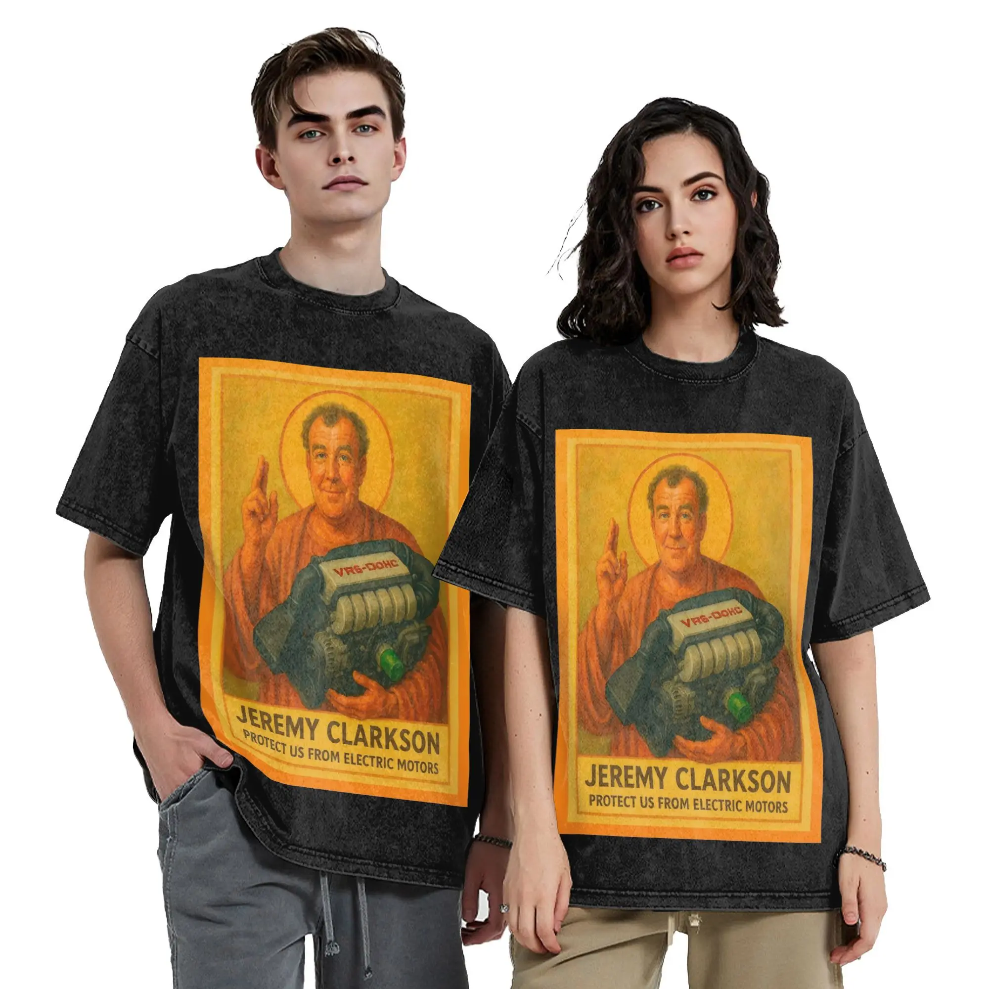 Men Women Jeremy Clarkson Protect Us From Electric Motors T Shirt Graphic Printed Washed Cotton  Novelty T-Shirts