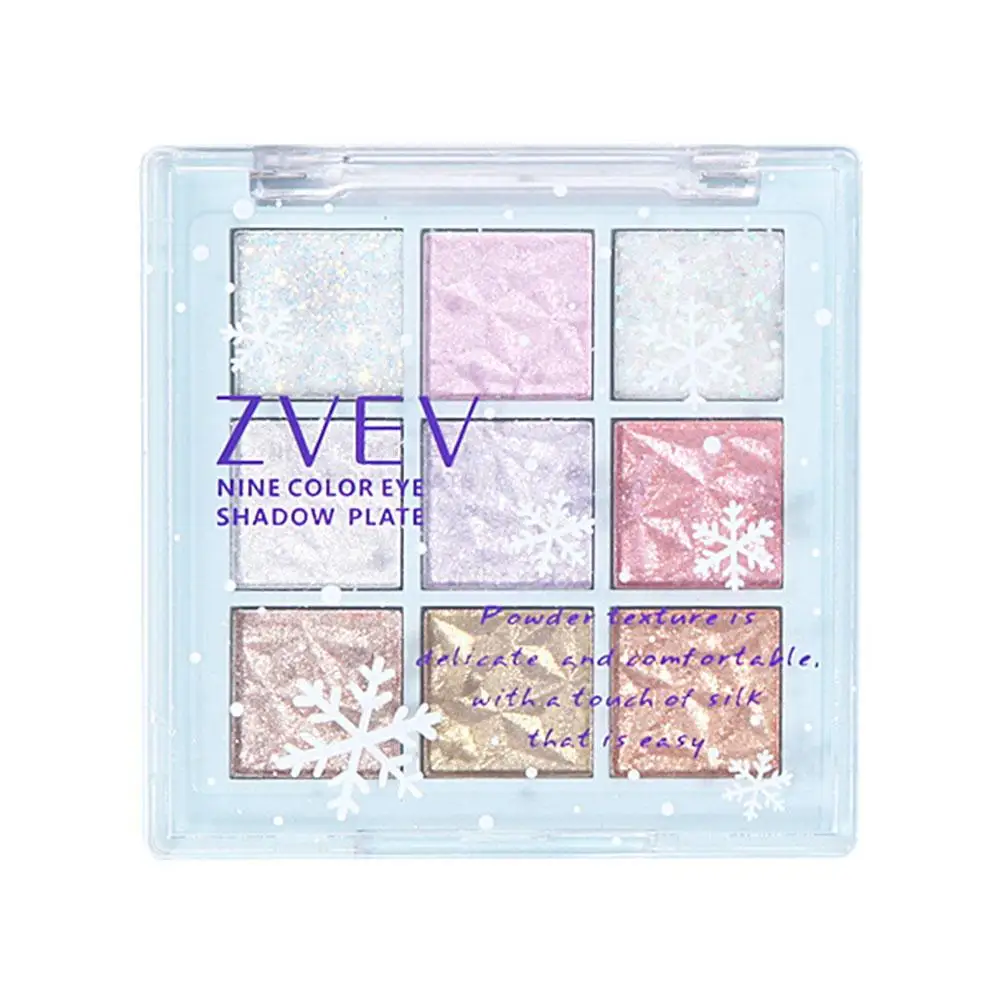 9 Colors Eyeshadow Highlight Silkworms Blusher Palette Pink Shadow Shining Blue Comestics Snowflake Waterproof Eye E1g0