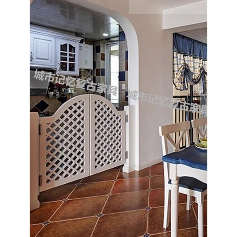 Mediterranean solid wood denim fence waist half bar door indoor small door solid wood lattice shutter