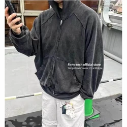 Firmranch Korean Archive Fashion New In Hooded Shirt Black Zip Up Hoodie Men Women Autumn Oversized Sweatshirt Spring Autumn