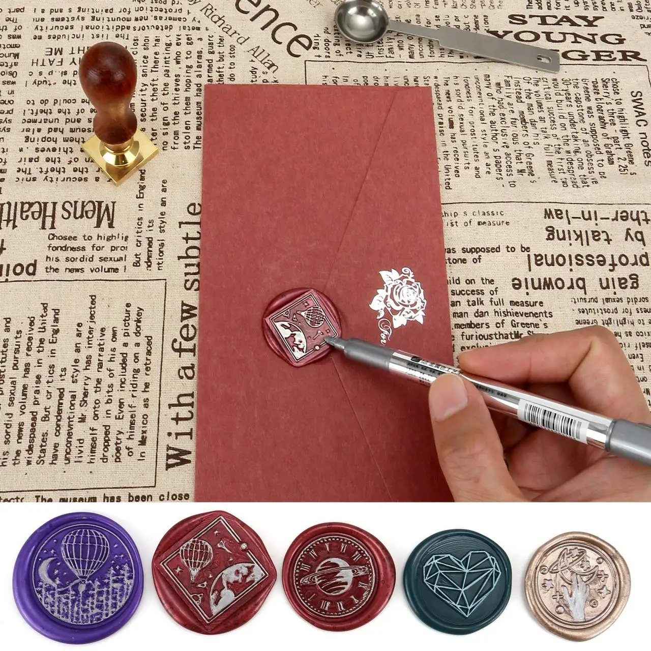 4pcs/set Sealing Wax Stamp Mark Pen Color Gold Silver for DIY Envelope Invitation Signature Graffiti Art Crafting 2024 Hot Sale