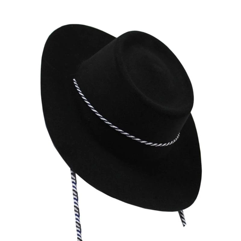 P9FE Roll Trim Zylinder Erwachsene Bühnenauftritte Dress Up Flat Top Fedoras – Detail 1
