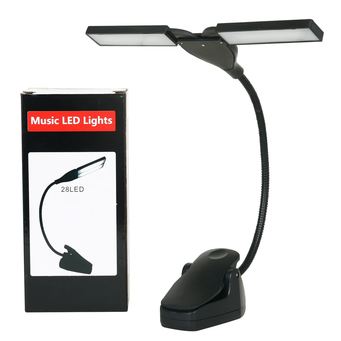 Rechargeable LED Music Stand Light Dual Head Clip On Lamp Flexible Gooseneck Eye Care for Piano Sheet USB Charging Black White - view 6