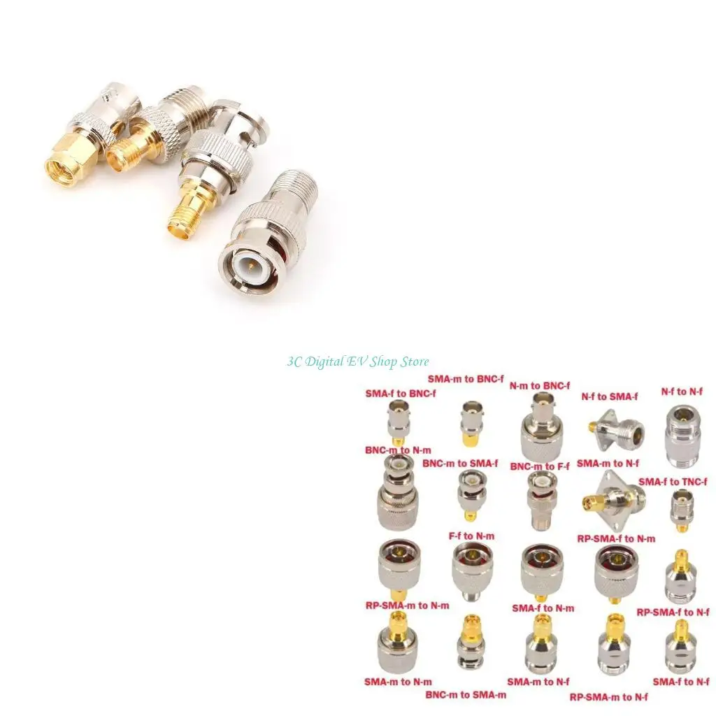 

E74D 20 шт. N-тип BNC TNC SMA Комплект адаптеров радиочастотного разъема Тестовый преобразователь