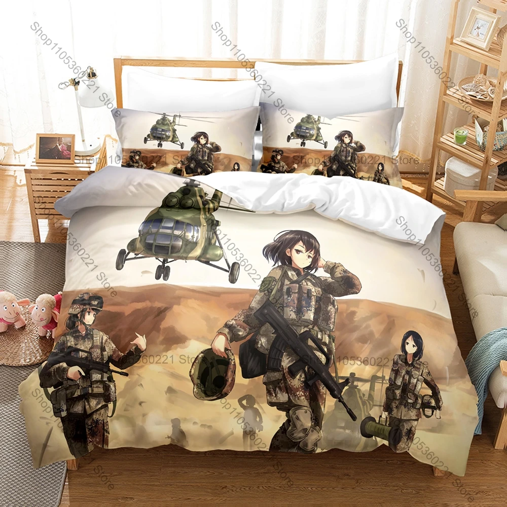 Personality Anime Military Tank Design New Bedding Set Duvet Cover Set Bedroom Decor for Boys Men Fans Single Twin Full Queen Si