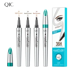 4 Points Eyebrow Pen 3 Colors Liquid Brow Pencil Dark Brown Microblading Eyebrow Pencil Waterproof Eyebrow Tattoo Pen Cosmetics