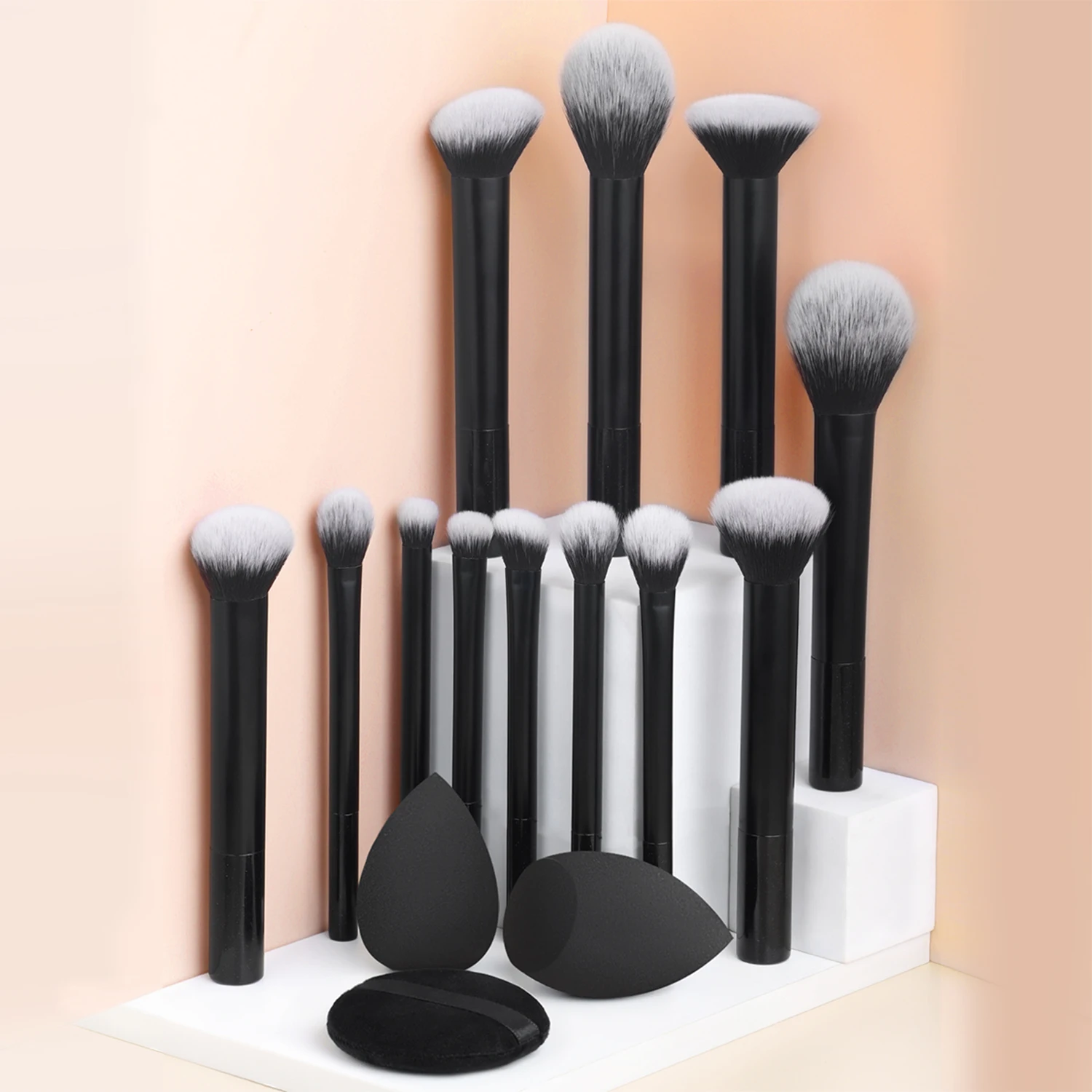 Makeup Brush Sets,12pcs Plastic Simple two styles of beauty eggs and makeup puffs multifunctional Makeup Brush for Dres