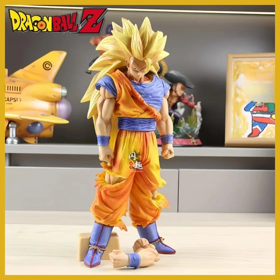 

32cm Dragon Ball Z Goku Figure Ssj3 Dbz Super Saiyan 3 Anime Figures Pvc Statue 2 Arms Action Model Figurine Halloween Toy Gift