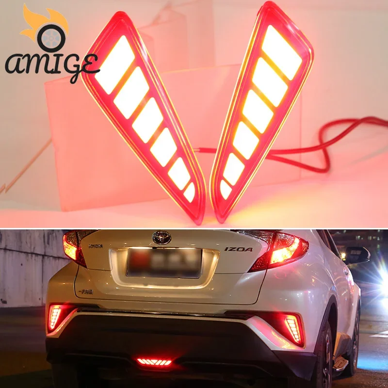 For Toyota C-HR CHR 2016 2017 2018 Brake Light Rear Bumper Decoration Reflector Car LED Taillights Backup Lamps