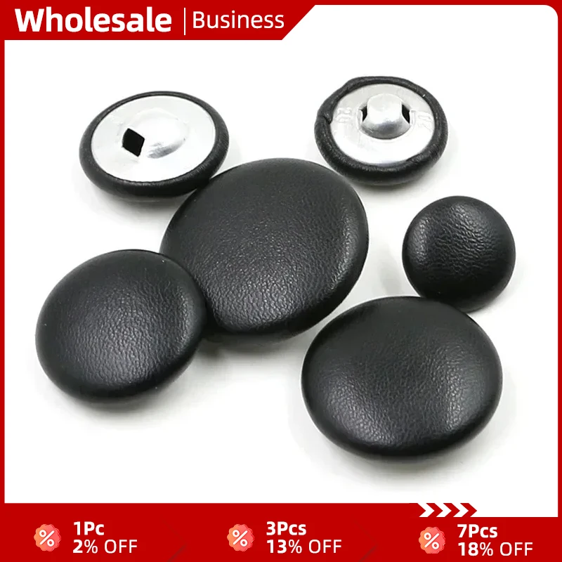 30Pcs Meetee 11-32mm Black Buttons Leather Button DIY Sewing Clothing Accessories High-grade Windbreaker Coat Decorate Buckle