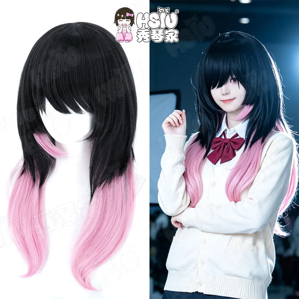 

Akane Banashi Akane Arashiyama Cosplay Wig HSIU 60Cm Black and pink gradient color Long hair+Wig cap Anime Cosplay Wig