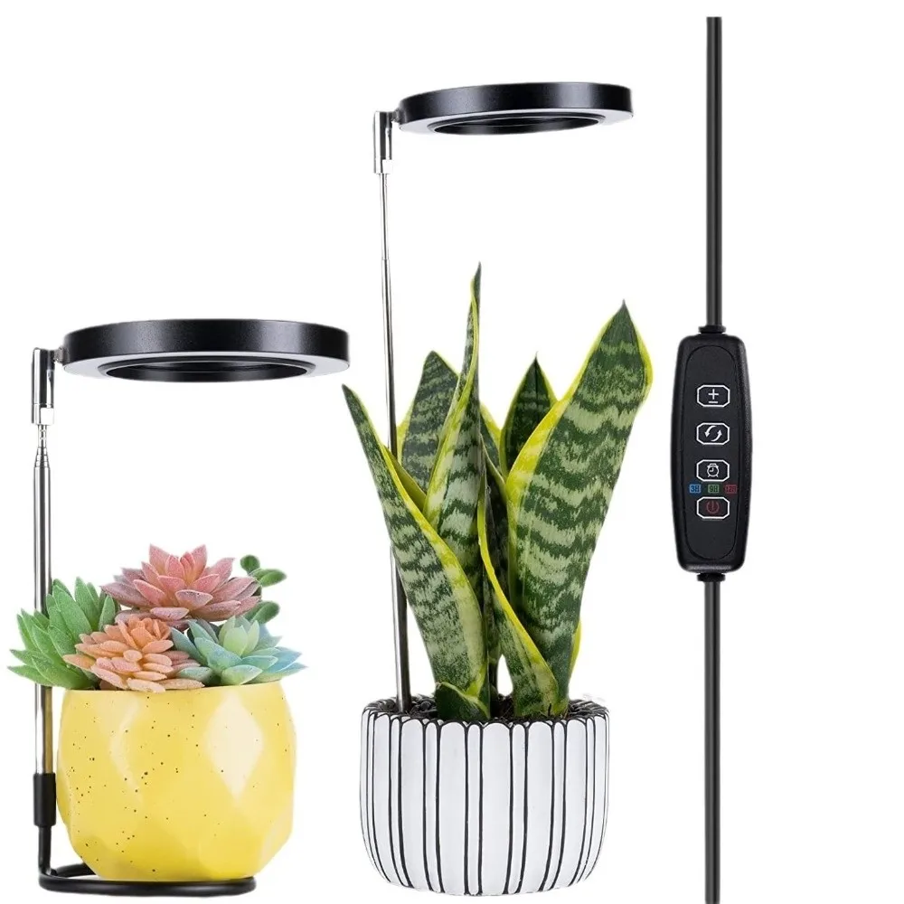 

New Height/Angle Adjustable LED Plant Grow Light Timer Dimmable Full Spectrum Lamp Full Spectrum USB Ring Grow Light Indoor