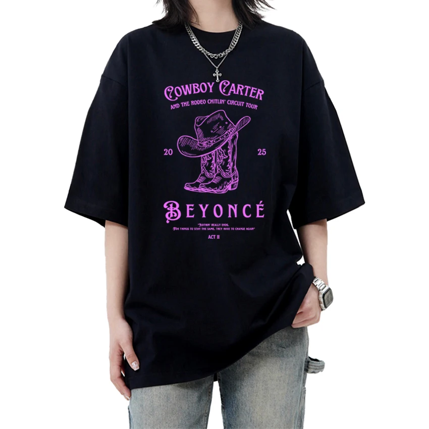 

Fashion BEYONCÉ Cowboy Carter Tour 2025 T shirts Men Women Cute Kawaii Oversized short sleeve T-shirt Unisex 100% Cotton Tops