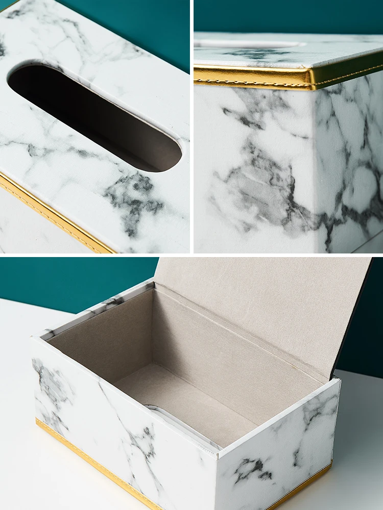 Marble Grain Tissue Box Home Living Decor Desk Decoration Interior Room Office Ornament Napkin Holder Toliet Kitchen Accessories