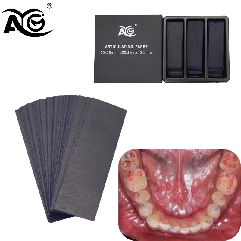 AG 300Sheets/Box Dental Articulating Paper Double-sided Bite Strips Tooth Whitening Articulation Paper Dentistry Materials