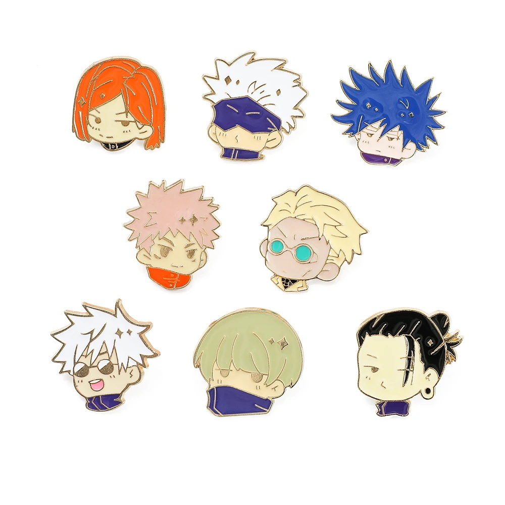 Anime Jujutsu Kaisen Alloy Brooch Metal Badge Cartoon Accessories Gojo Satoru Itadori Yuji Geto Suguru Cosplay Gift Collection