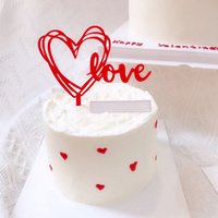 10/20pcsValentine's Day Heart Cake Topper Engagement Proposal Wedding Anniversary Birthday Party Red HeartloveCupcake Decoration