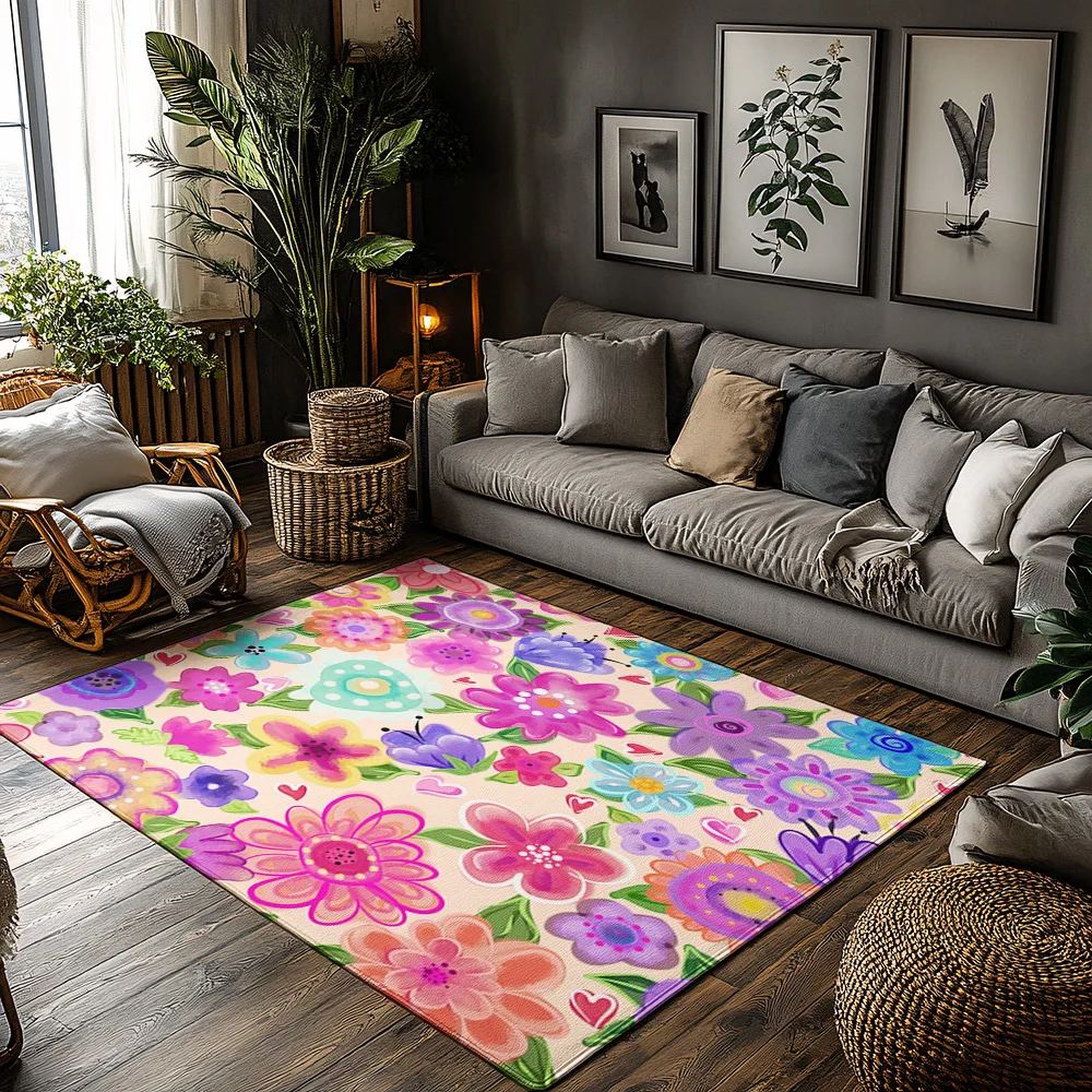 

Floral Doormat Indoor Outdoor Welcome Mat Washable Entryway Rug Home Decor Spring Flower Pattern Non Slip Floor Mat Gift