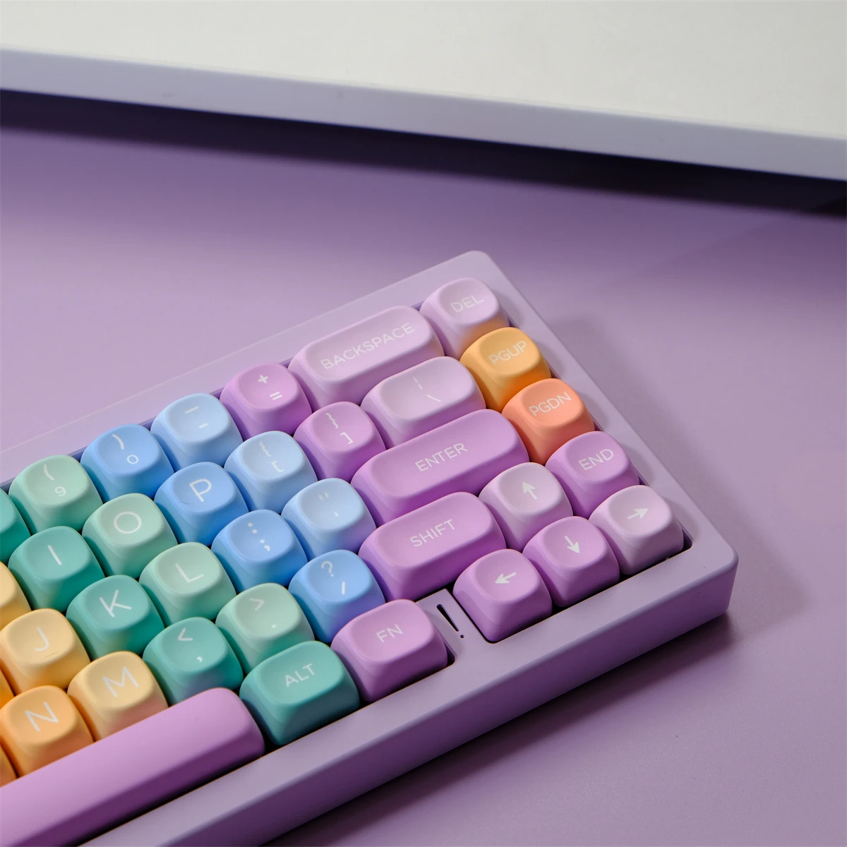 Colorful Soft Candy Gradient Keycaps XOA MOA Profile Keycap PBT Dye Sublimation KeyCap 126 Keys For MX Mechanical Keyboard