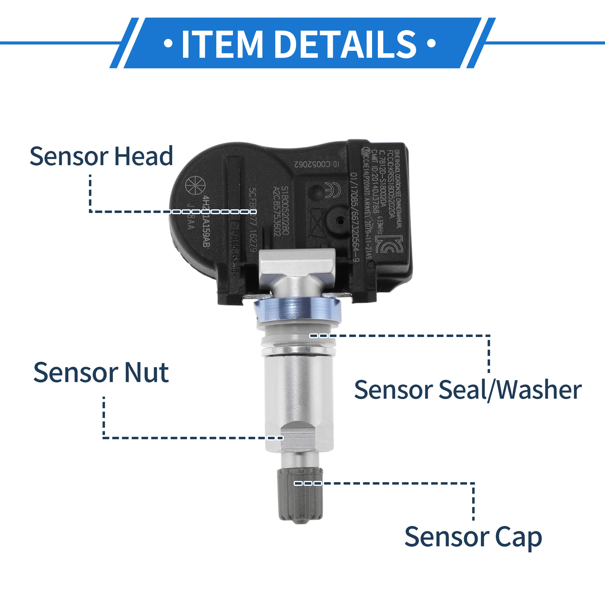 مستشعر ضغط الإطارات Motoforti مستشعر TPMS رقم 4H231A159AB لقاعدة جاكوار S-Type R 07-08