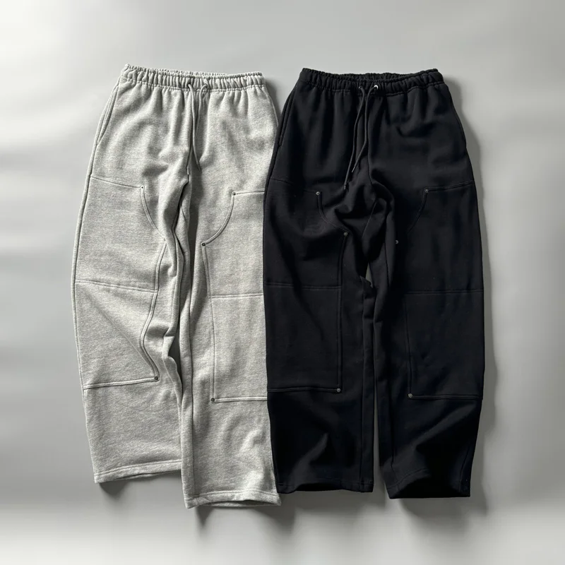 

P5020 Thiened Fce Men's Work Pants Sweatpants Sports Pants Loose Straight Leg Winter Japanese Sle Youth Cotton Trousers