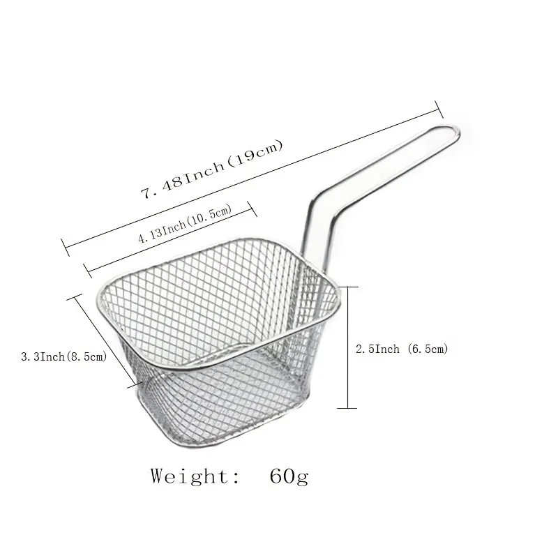 8pcs Mini Square French Fry Baskets French Fries Holder Deep Snack Frying Net Basket Restaurant Chicken Oil Separator Fry Basket