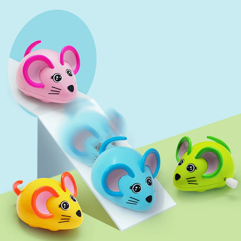 4 pçs brinquedo de mouse de corda engraçado para menino menina envolvente jogo educativo seguro e fácil de segurar para aniversário e favores de festa