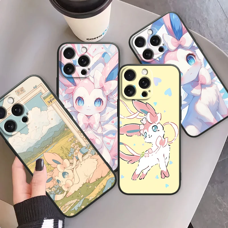 

P-Pokemon Fairy Ibrahimon Cute For iPhone 15 14 13 12 11 XS XR X 8 7 SE Pro Max Plus Mini Black TPU Phone Case