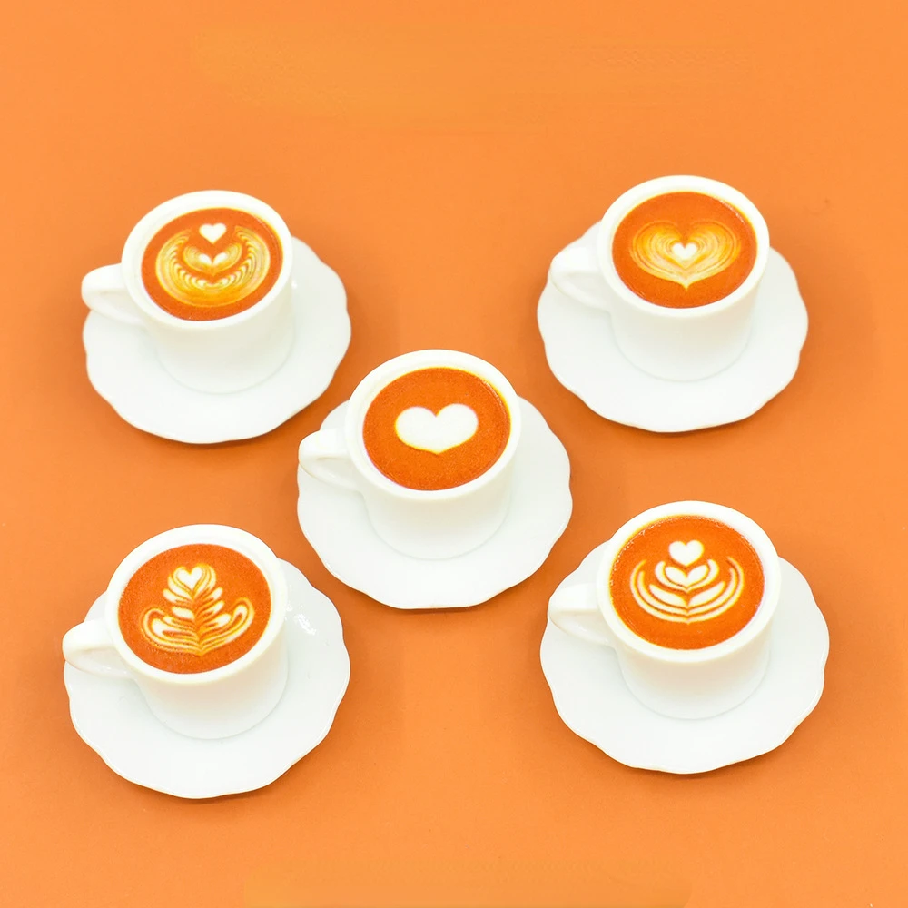 Mini Coffee Cup Cafe Plate Resin Dollhouse Simulation Food Play Scale Ornaments Diy Handmade Doll Accessories Home Decor Crafts