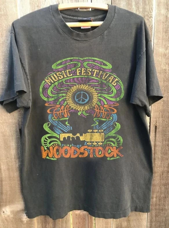 Woodstock Band Vintage Music Festival Charcoal Unisex T-shirt