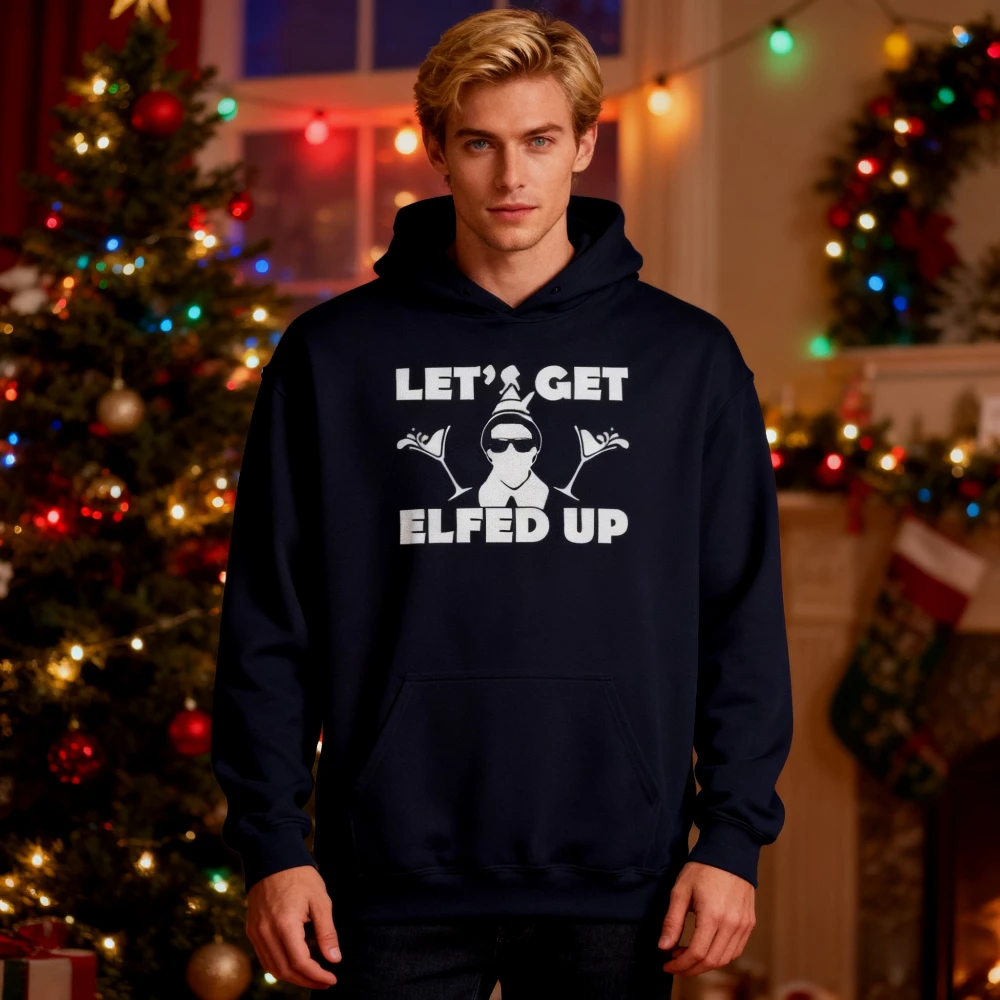دعونا الحصول على Elfed Up عيد الميلاد مضحك البلوز عيد الميلاد مضحك مطبوعة للجنسين هدية هوديي عيد الميلاد عارضة الرجال النساء حزب الملابس #1
