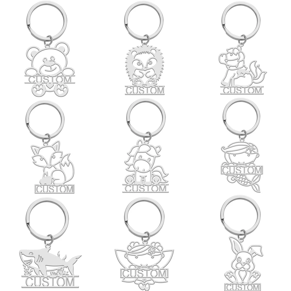 

Jeshayuan Personalized Cute Animal Keychain Customize Name Key Chain For Children Bear Horse Fox Lover Birthday Jewelry Gift